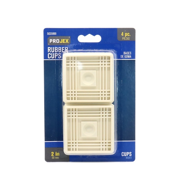 Projex Projex Rubber Caster Cup White Square 2 in. W X 2 in. L 4 pk P0021 - main